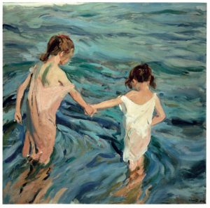 Sorolla pinta dos niñas en el mar
